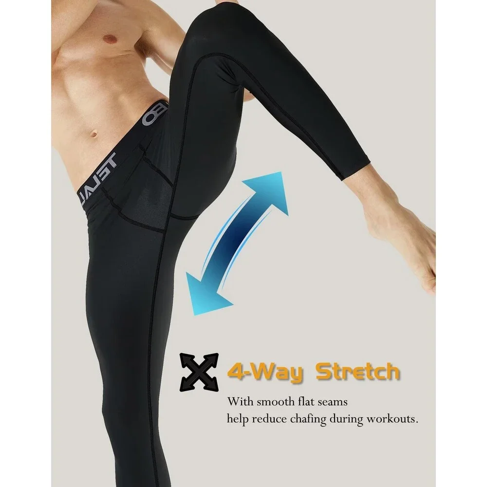Men's 5 Pack Thermal Compression Pants Fleece Lined Sports Tights Athletic M